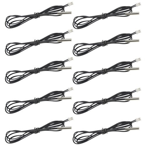 XLX 10Pcs NTC 10K Thermistor Waterproof Sensors Digital Temperature Probe for Air Conditioner (100cm)