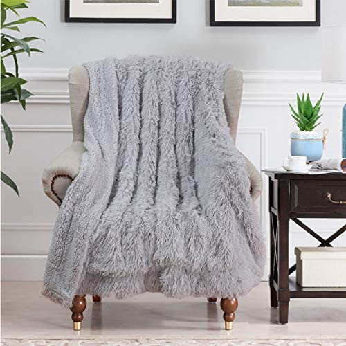 UEEE Super Soft Shaggy Warm Plush Throw Blanket Fluffy Long Faux Fur Decorative Blankets for Couch Bed Chair Photo Props Grey(51"x63") UEEE Super Soft Shaggy Warm Plush Throw Blanket Fluffy Long Faux Fur Decorative Blankets for Couch Bed Chair Photo Props Grey(51"x63")