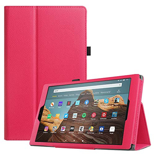 Fintie Folio Case for All-New Amazon Fire HD 10 Tablet (Compatible with 7th and 9th Generations, 2017 and 2019 Releases) - Premium PU Leather Slim Fit Stand Cover with Auto Wake/Sleep, Magenta