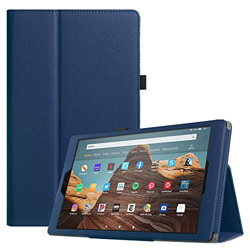 Fintie Folio Case for All-New Amazon Fire HD 10 Tablet (Compatible with 7th and 9th Generations, 2017 and 2019 Releases) - Premium PU Leather Slim Fit Stand Cover with Auto Wake/Sleep, Navy