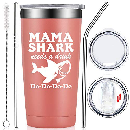 Fufendio Gifts for Mom - Mama Shark Needs a Drink - Funny Best Mom Birthday Gifts from Daughter, Son, Kids - Mother's Day Present Idea for New Mom, Mommy, Wife, Women - Tumbler Cup with Lid and Straw Fufendio Gifts for Mom - Mama Shark Needs a Drink - Funny Best Mom Birthday Gifts from Daughter, Son, Kids - Mother's Day Present Idea for New Mom, Mommy, Wife, Women - Tumbler Cup with Lid and Straw