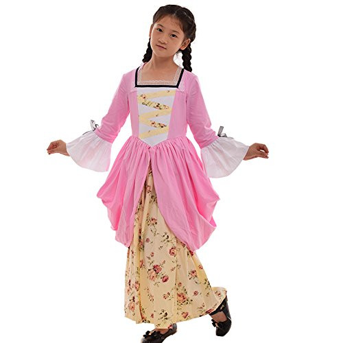 GRACEART Pioneer Pilgrim Girl Colonial Kids Costume Pink 100% Cotton