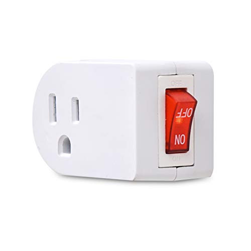 Electes 3 Prong Grounded Single Port Power Adapter with Red Indicator On/Off switch