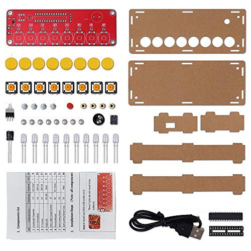 Etoput DIY Soldering Practice Project Piano Music Electronic Kit with RGB LED and Acrylic Case for Beginner
