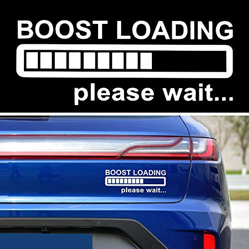 TOMALL 2PCS Boost Loading Decals for Car Vinyl Waterproof Boost Loading Car Stickers for Car Window Bumper Trunk Laptop Motorcycle Auto Stickers Decoration (White)
