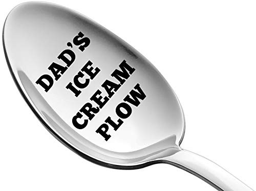 Weenca Engraved Spoon Dad's Ice Cream Plow Gift for Dad Sturdy Stainless Steel Ice Cream Spoon Best Dad Gifts for Beloved Dad's who Adore Ice Cream