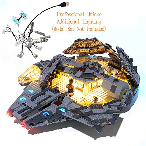 GEAMENT Blocks Light Kit for Star Wars The Rise of Skywalker Millennium Falcon Compatible with 75257 Lego Starship Model (Lego Set Not Included)