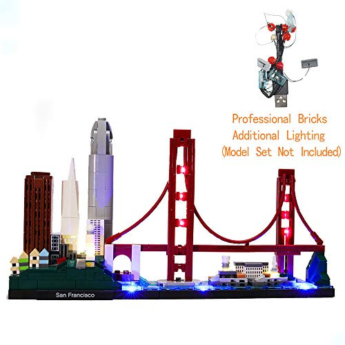 GEAMENT USB Light Kit for Architecture Skyline Collection San Francisco Golden Gate Bridge - Compatible with Lego 21043 Bricks Model (Lego Set Not Included)