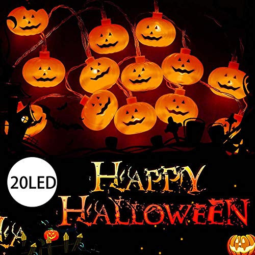 WHYSP Pumpkin String Lights Halloween Fairy Lights Decoration, 9.8ft 20 LEDs Battery Operated Orange Lights with 2 Modes Steady/Flickering for Indoor Outdoor Harvest Thanksgiving Autumn Themed Party