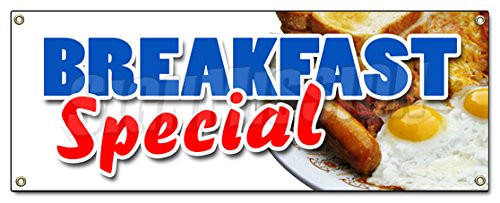 Breakfast Special Banner Sign ayce Waffle Pancake Bacon Egg All can eat