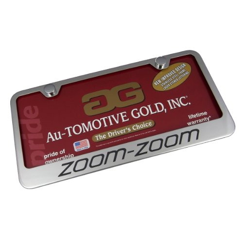 Au-Tomotive Gold, INC. Mazda Zoom Zoom Chrome License Plate Frame Au-Tomotive Gold, INC. Mazda Zoom Zoom Chrome License Plate Frame