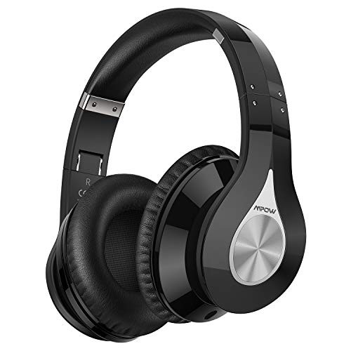 Mpow 059+ Bluetooth Headphones, 100 Hours Playtime Bluetooth 5.0 Headphones, Wireless Over-Ear Bluetooth Headphones with Deep Bass, Hi-Fi Sound, Memory Foam Ear Cups, for Travel, Home Office