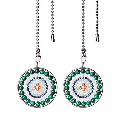 LONGSHENG Mandala Beads Tree of Life Fan Pull Chain Fan Light Replacement Extender Pull Chain, Pack of 2