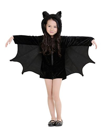 Cuteshower Kids Bat Jumpsuit Halloween Costume for Girls 4-6X Black