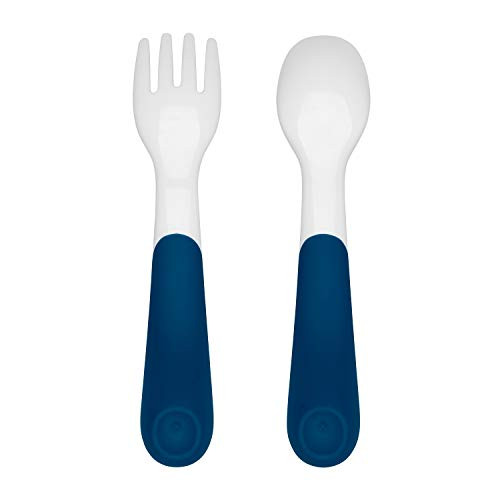 OXO Tot Plastic Fork & Spoon Set with Travel Case- Navy