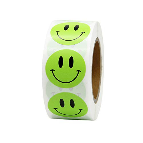Hcode 1 inch Smiley Face Stickers Roll Happy Face Stickers Circle Dots Paper Labels Reward Stickers Teachers Stickers 500 Pieces per Roll (1" Green Smiley face) Hcode 1 inch Smiley Face Stickers Roll Happy Face Stickers Circle Dots Paper Labels Reward Stickers Teachers Stickers 500 Pieces per Roll (1" Green Smiley face)