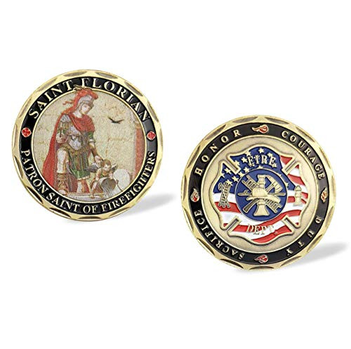 U.S. Saint Florian Volunteer Firefighters Prayer Challenge Coin-Protect US