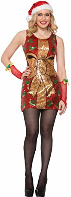 Forum Women's Sequin Present Holiday Costume Dress, As Shown, X-Small/Small