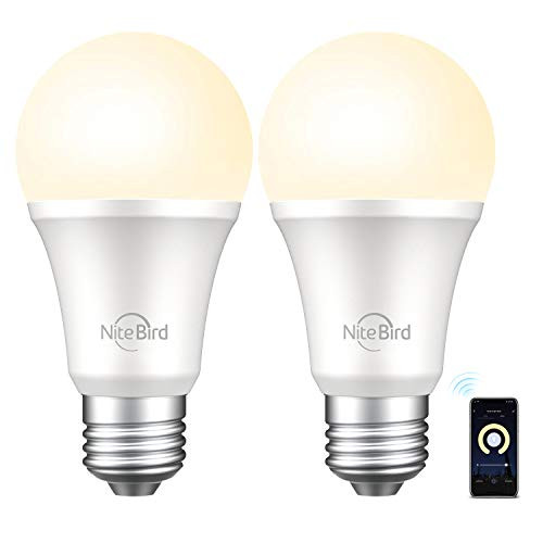 Nitebird Smart Light Bulb, Smart Bulbs That Work with Alexa, Google Home No Hub Required, Smart Bulb A19 Alexa Light Bulbs, 800LM Soft White (2700K), A19 Dimmable, 8W (75W Equivalent), 2 Pack