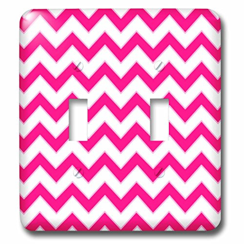 3dRose lsp_110749_2 Chevron Pattern Hot Pink and White Zigzag Double Toggle Switch