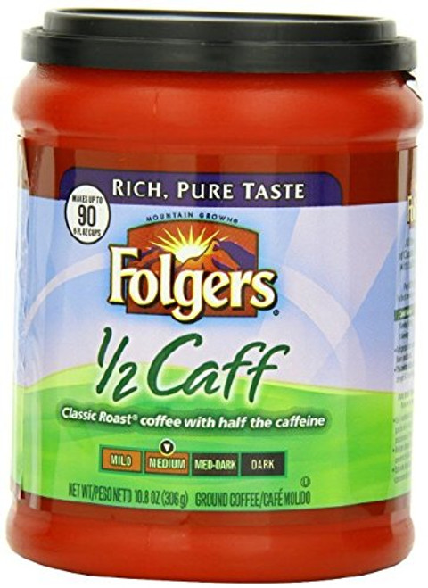 Fresh Taste of Folgers Coffee, Half Caff Ground Coffee, Medium Flavor, 10.8 Oz Canister - (1 pk)