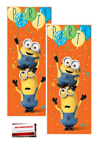 (2 Pack) Despicable Me Minions Plastic Birthday Door Poster, 60" x 27" (Plus Party Planning Checklist by Mikes Super Store)