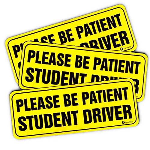 Zone Tech "Please Be Patient Student Driver Vehicle Bumper Magnet  3-Pack Premium Quality Neon Please Be Patient Student Driver Safety Sign Bumper Magnet
