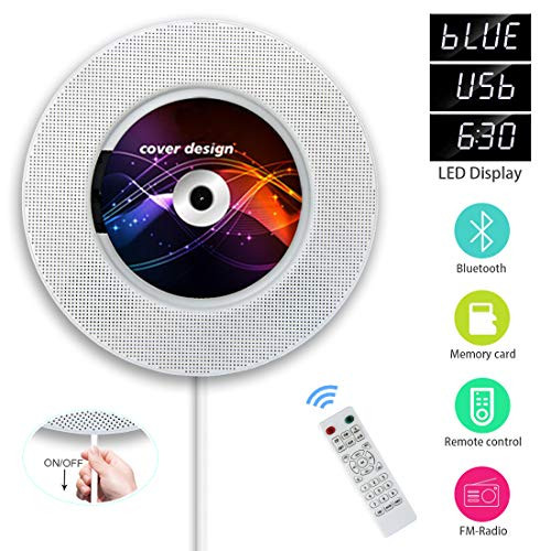 Portable CD Player, CD player, CD player for car, CD Player with Bluetooth, Built-in HiFi Speakers with Remote for TV, Music Player, Support FM Radio USB SD Card MP3 Headphone Jack AUX Input Output