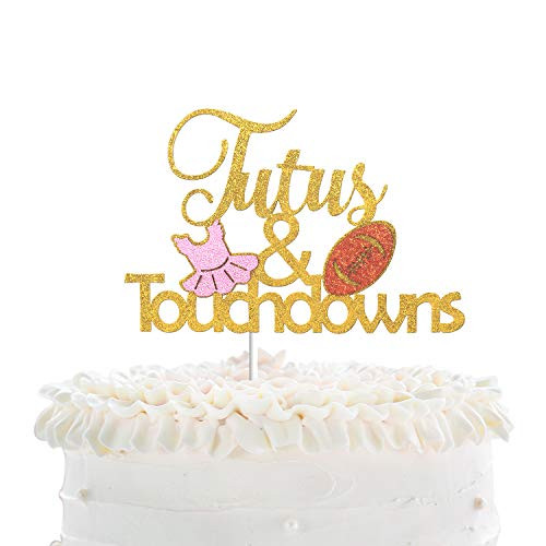 Tutus Or Touchdowns Gender Reveal Cake Topper - Gold Glitter American Football Tutus Cake Décor - Boy Or Girl He Or She Pink Or Blue Baby Shower Decoration Tutus Or Touchdowns Gender Reveal Cake Topper - Gold Glitter American Football Tutus Cake Décor - Boy Or Girl He Or She Pink Or Blue Baby Shower Decoration
