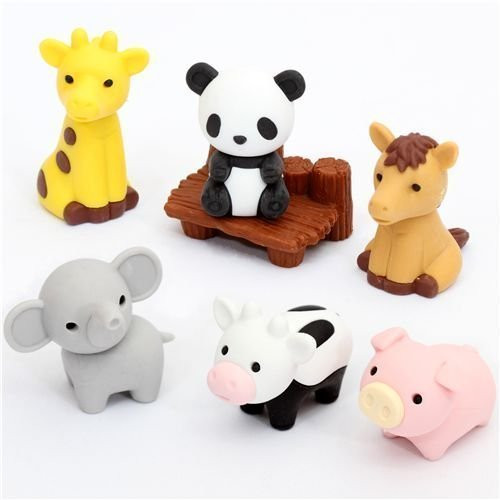 Iwako Japanese Eraser/Zoo Animal Set on Card