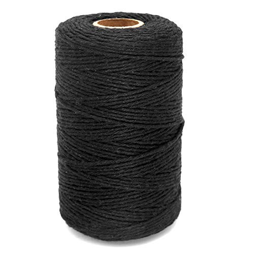 656 Feet Black Twine String,Cotton Bakers Twine Cotton Cord Crafts Gift Twine String Christmas Holiday Twine