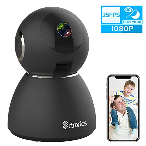 25fps 1080P WiFi Security Camera Baby Monitor, Ctronics Security Camera with Upgraded Night Vision, Motion & Sound Detection, Two-Way Audio for Baby, Pet, Home Surveillance