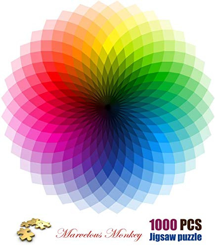 Marvelous Monkey 1000 Pieces - Round Rainbow Puzzle Difficult Jigsaw Puzzles Challenge Game for Adults and Kids