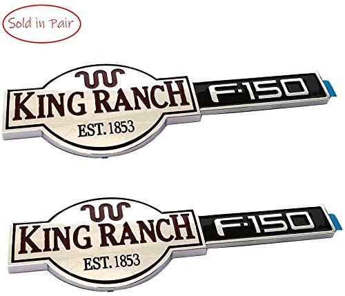 UpAuto 3D King Ranch F150 Emblem Badge Nameplate Replacement Sticker for F-150 Sold in Pair (Matte Silver-Black)