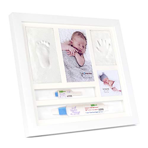 Baby Handprint Kit & Footprint Photo Frame for Newborn Girls and Boys, Baby Photo Album for Shower Registry, Personalized Baby Gifts, Keepsake Box Decorations for Room Wall Nursery Decor