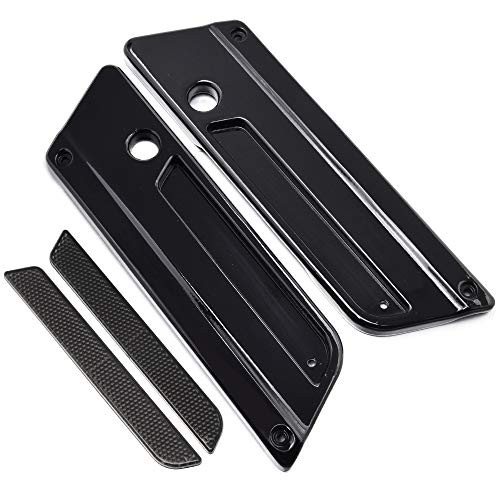 Amazicha Black Saddlebag Latch Covers with Reflectors Aluminum Compatible for Harley Davidson Touring Street Glide Electra Glide Road Glide Road King 1993-2013