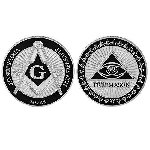 Free Mason Challenge Coin Masonic Square & Compass All Seeing Eye Pyramid Collectible Coin
