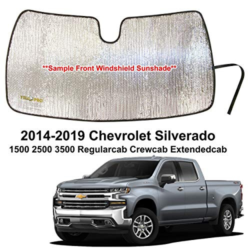 YelloPro Custom Fit Automotive Reflective Front Windshield Sunshade Accessories UV Reflector for 2014 2015 2016 2017 2018 2019 Chevrolet Silverado 1500 2500 3500 Regularcab Crewcab Extendedcab