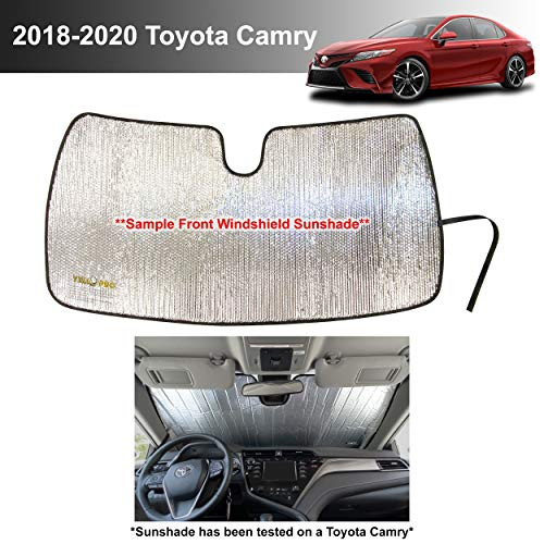 YelloPro Auto Custom Fit Car Front Windshield Reflective Sunshade Protector for 2018 2019 2020 Toyota Camry LE XLE Hybrid SE XSE Sedan, Sun Shade Accessories, Made in USA