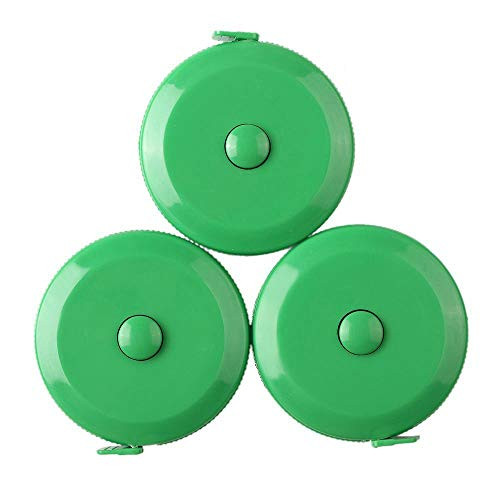 3 Pack Tape Measure 150 cm 60 Inch Push Button Tape Body Measuring Soft Retractable for Sewing Double-Sided Tailor Cloth Ruler (Green) by BUSHIBU 3 Pack Tape Measure 150 cm 60 Inch Push Button Tape Body Measuring Soft Retractable for Sewing Double-Sided Tailor Cloth Ruler (Green) by BUSHIBU