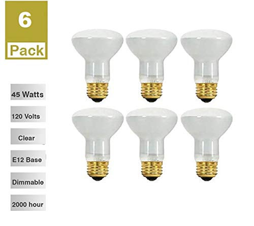 Bulbmaster 45R20/FL 45 Watts R20 Reflector Indoor Flood Light Bulbs Medium E26 Base 45W for Spotlight Bulbs 130 Volts Frosted Flood Lights 330 Lumens 6 Pack