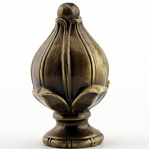 Antique Brass Flower Bud Finial 2" Tall Vintage Bronze Gold Look Shade Topper Gardening Theme Acorn Rose Bud