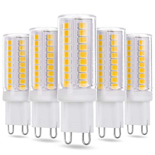 JAUHOFOGEI G9 Pin Base LED Bulbs 120V, 3W / 420lumens =(40W T4 Halogen Xenon Light Bulb Replacement) for Table Chandelier Lamp Mirror Headlight, Non-dimmable No Flickering, Warm White 2800K, Pack of 5