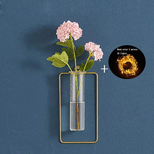 Hydroponic plant desktop glass planter, wrought iron vase, hydroponic plant container, restaurant wall decorations, wall pendants, hydroponic wall-mounted vases, no punching (E-1-pack) Hydroponic plant desktop glass planter, wrought iron vase, hydroponic plant container, restaurant wall decorations, wall pendants, hydroponic wall-mounted vases, no punching (E-1-pack)