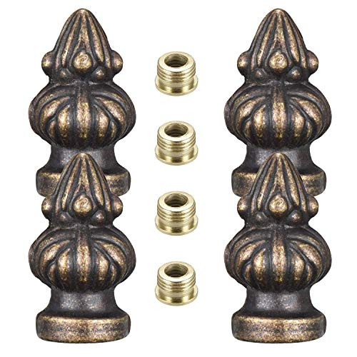 Iceyyyy 4Pcs Solid Brass Lamp Finial - Bronze Lamp Finial Cap Knob Knob Lamp Shade 1-3/8 inch Thread High Finial Decoration Accessories for Table or Floor Lamps