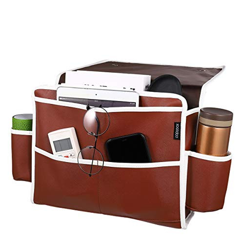 Cabilock Bedside Storage Organizer Upscale Thicken PU Leather Bedside Holder Bedside Bag Hanging Bedside Caddy for Bed Rails Sofa Bunk Beds