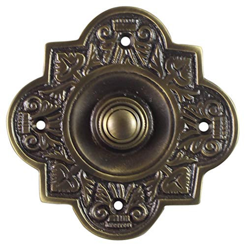 Adonai Hardware Parshandatha Decorative Brass Bell Push or Door Bell or Push Button (Antique Brass)