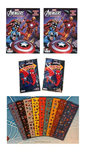 RTC Marvel Avengers & Spider-Man Activity Bundle Including 2 Coloring Books (Covers Vary), 2 Spider-Man Play Packs, & Over 360 Stickers! (5 Items)