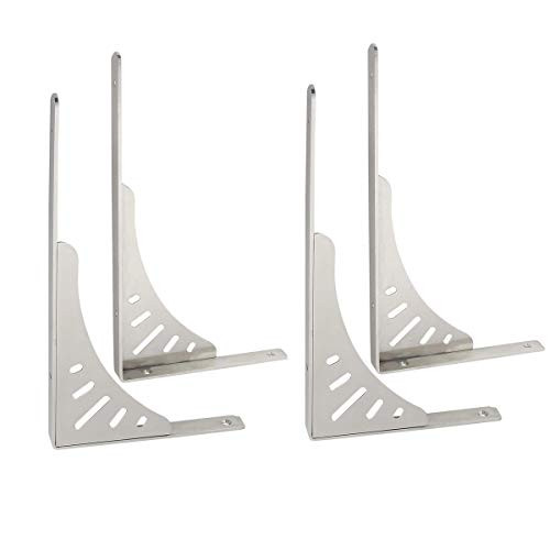 NovelBee 4 Pack of Stainless Steel Heavy Duty Solid Shelf Brackets,Shelf Support Corner Brace Wall Mounting Right Angle Bracket (8 Inch)