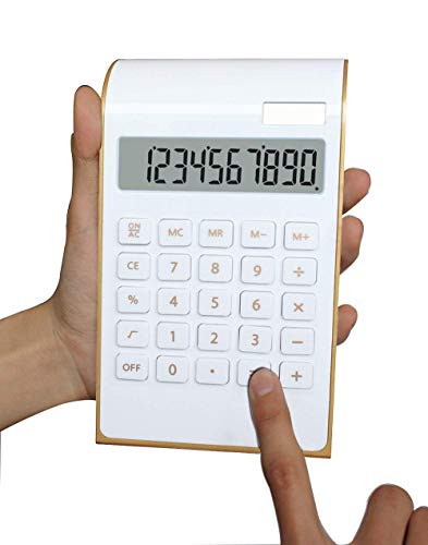 AMZSTAR 10 Digit Calculator Standard Business Desktop Calculator,Solar & Battery Power, (White)